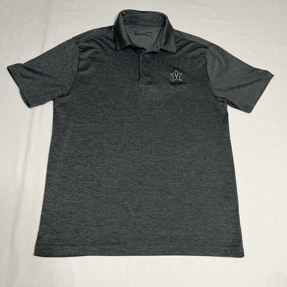 Vanderbilt Commodores Polo Shirt Mens Small Gray Dri Fit NCAA UnderArmour